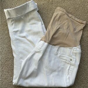 Full Panel Maternity White Capri